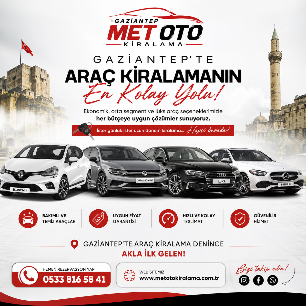 Gaziantep Araç Kiralama Rehberi 2026 En Uygun Fiyatlı Oto Kiralama